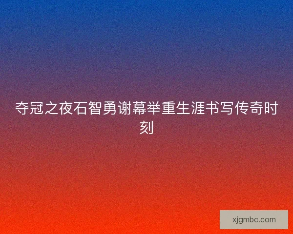 夺冠之夜石智勇谢幕举重生涯书写传奇时刻