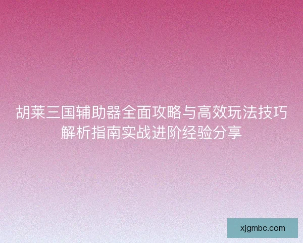 胡莱三国辅助器全面攻略与高效玩法技巧解析指南实战进阶经验分享